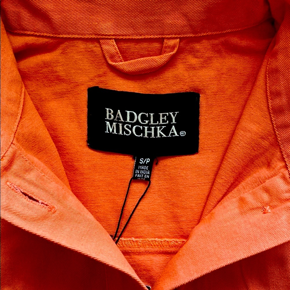 NWT Badgley Mischka Orange Button-Up Shirt - Picture 4 of 8